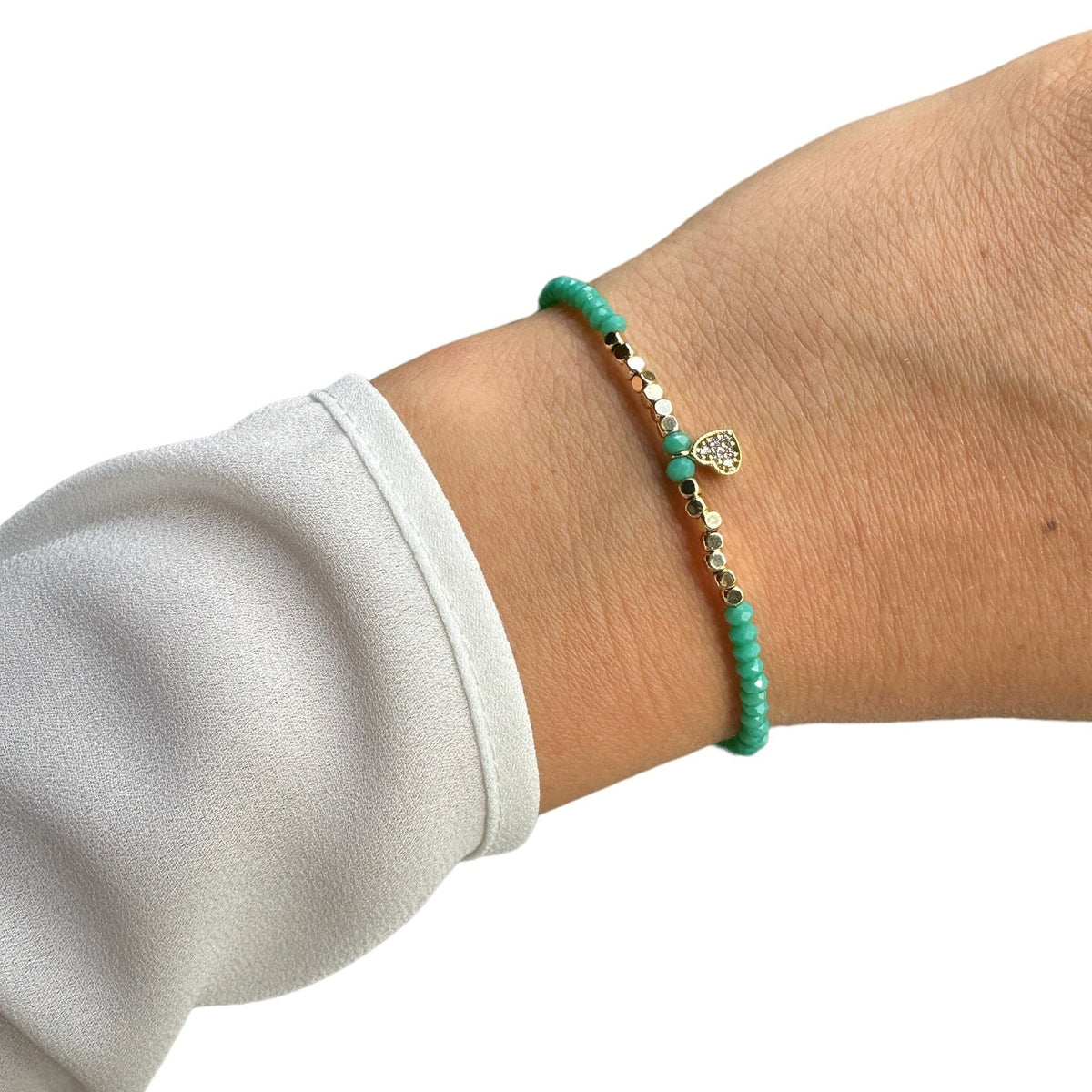 Heart Bead Bracelets in Gold Plated