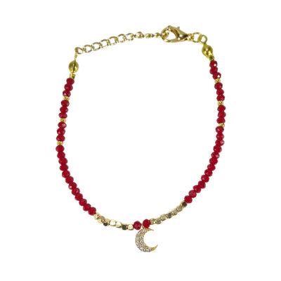 Moon Bead Bracelet, Gold Plated