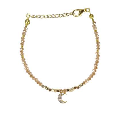 Moon Bead Bracelet, Gold Plated