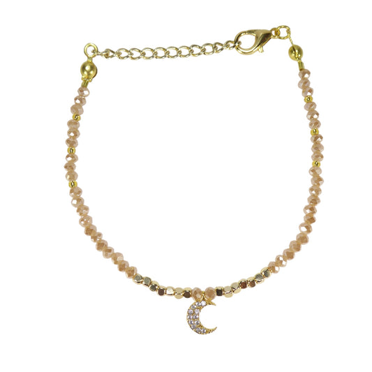 Moon Bead Bracelet, Gold Plated