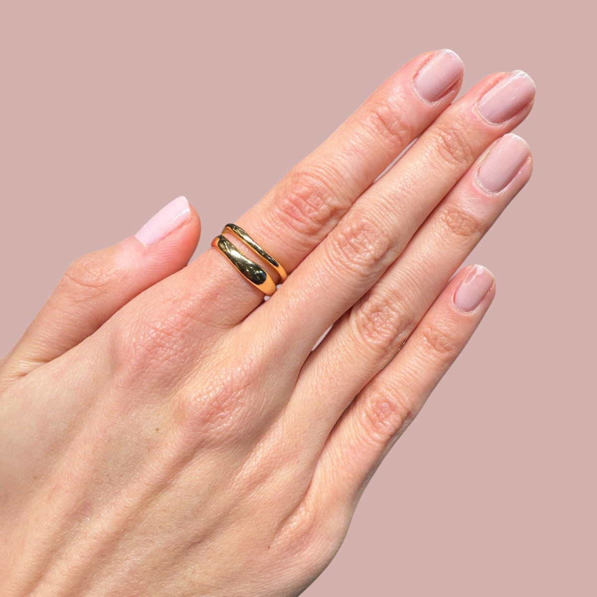 Twist Two Irregular Circles Ring