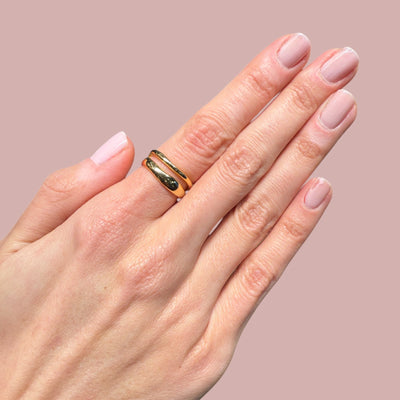 Twist Two Irregular Circles Ring