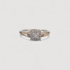 British Vintage Diamond Cluster Ring, 9ct Solid White & Rose Gold ( UK N  - US 6 )