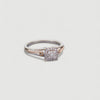 British Vintage Diamond Cluster Ring, 9ct Solid White & Rose Gold ( UK N  - US 6 )