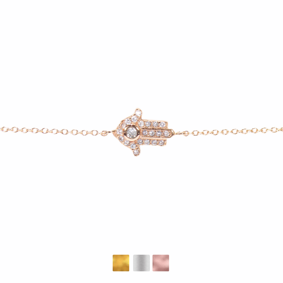 Small Hand of Fatima Hamsa Bracelet Cz
