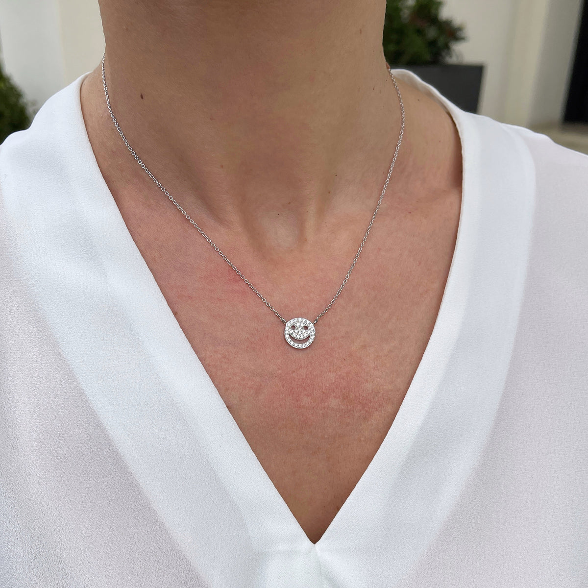 Smiley Face Cz Necklace