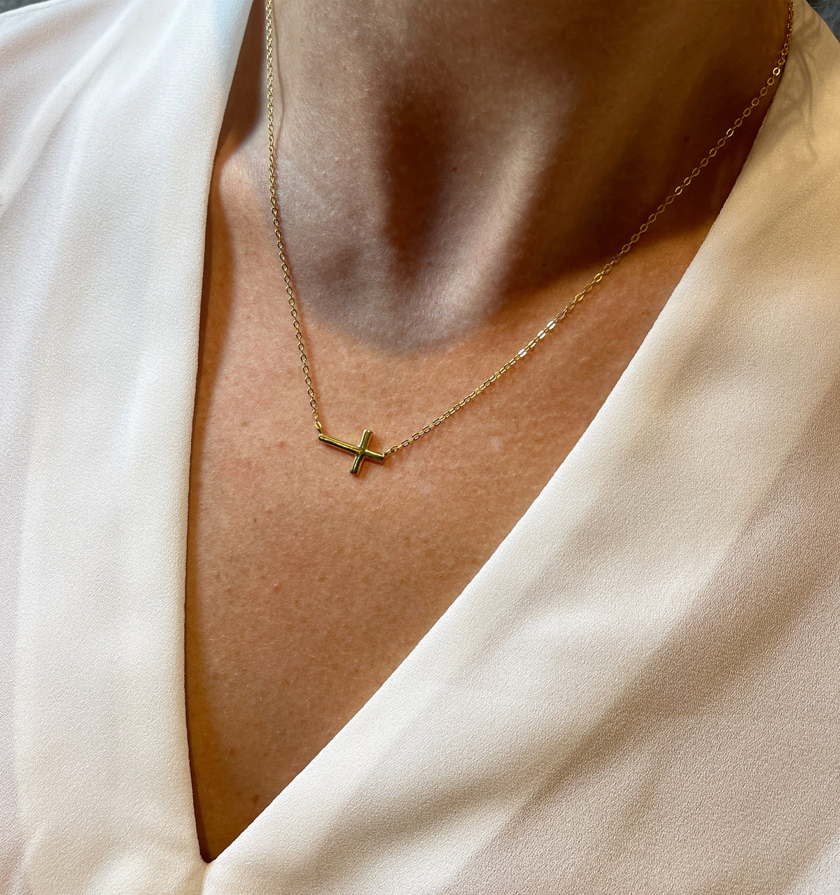 Slanted Sideways Cross Necklaces