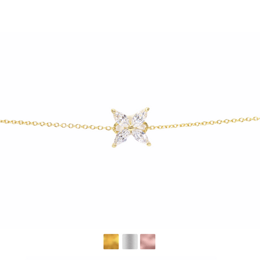 Four Stone Clover Bracelet Cz