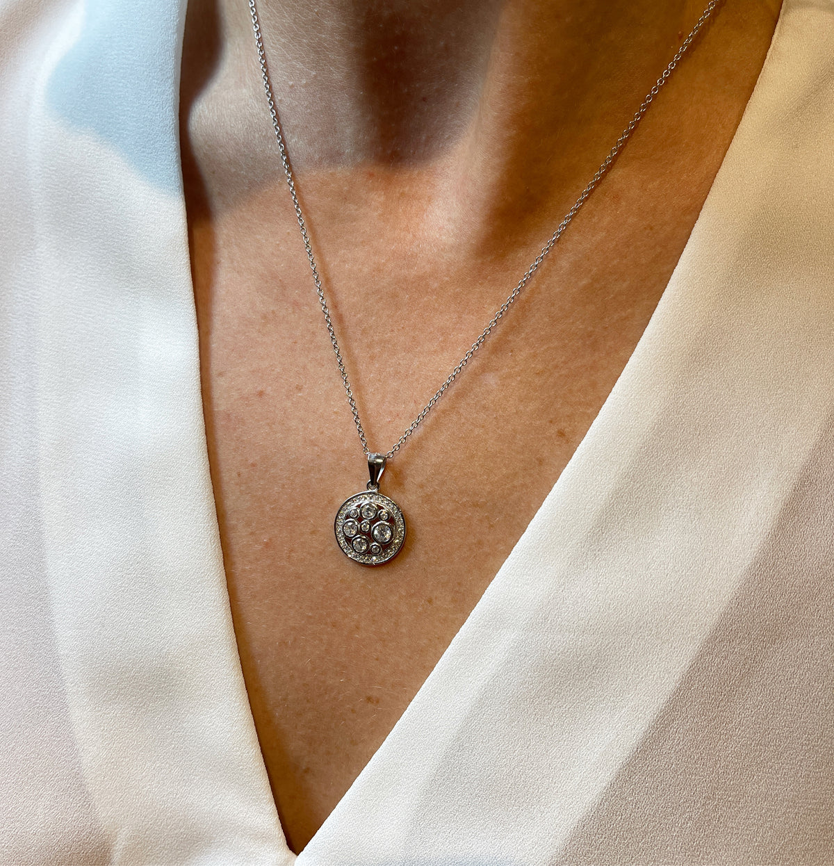 Clear Cz Disc Necklaces