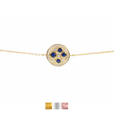Blue Stone Disc Bracelet Cz
