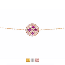 Red Stone Disc Bracelet Cz