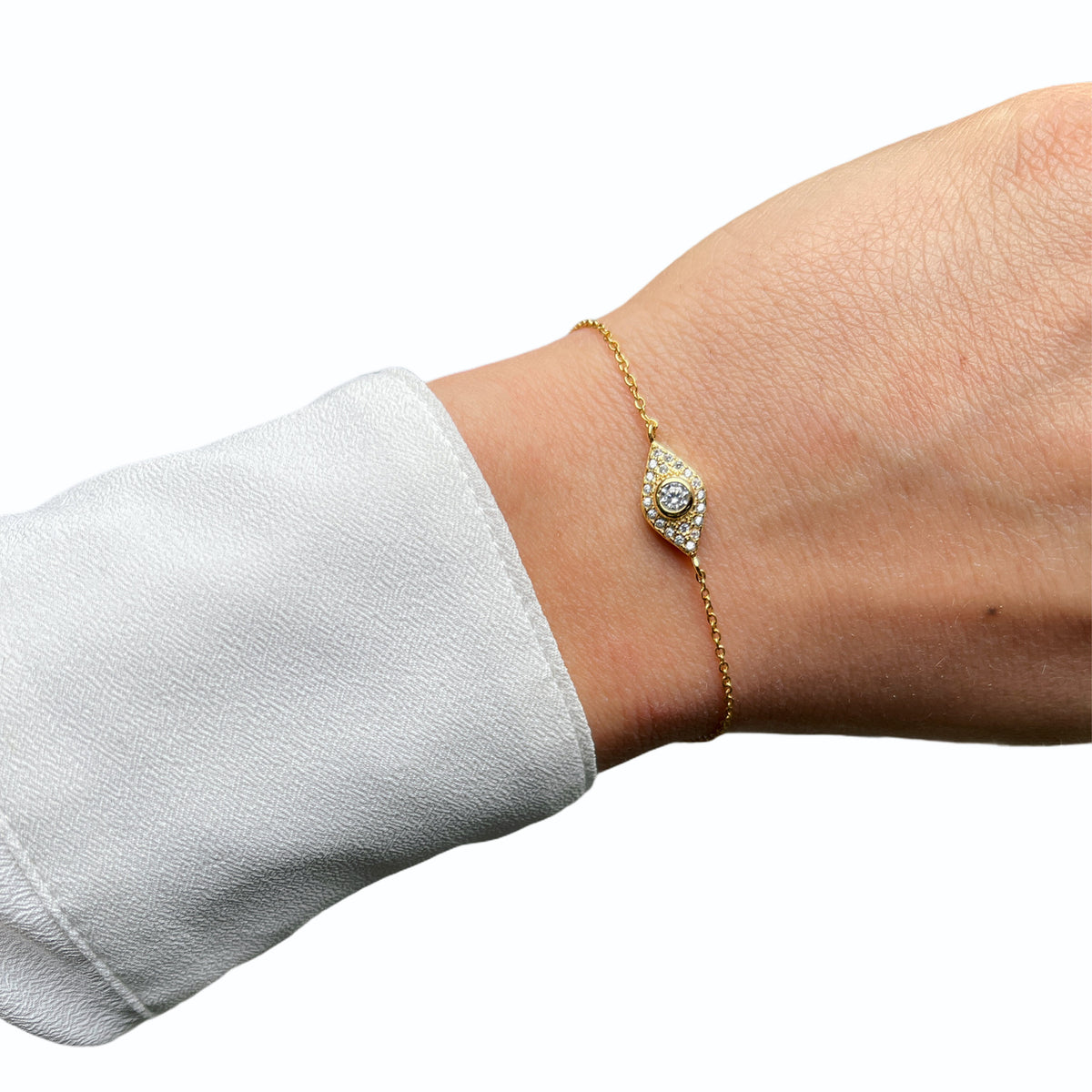 White Eye Bracelet CZ