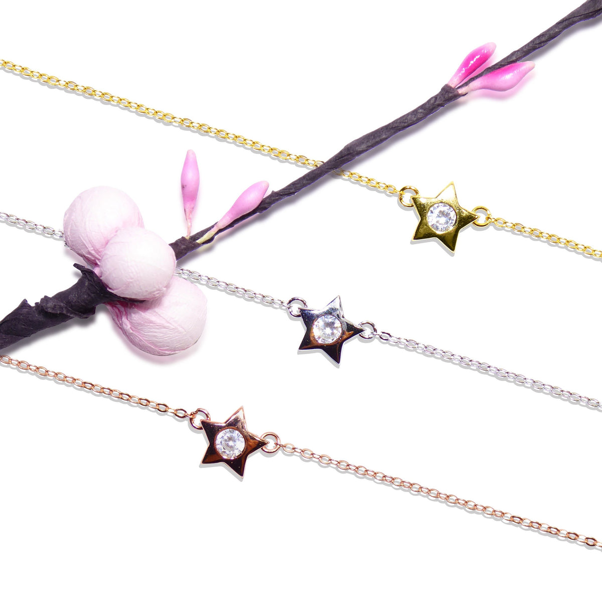 Single Stone Star Bracelet Cz