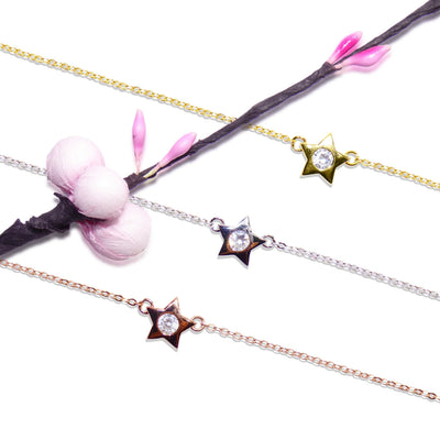 Single Stone Star Bracelet Cz