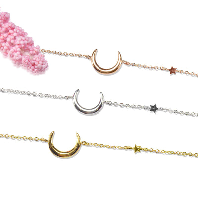 Plain Moon & Star Bracelet