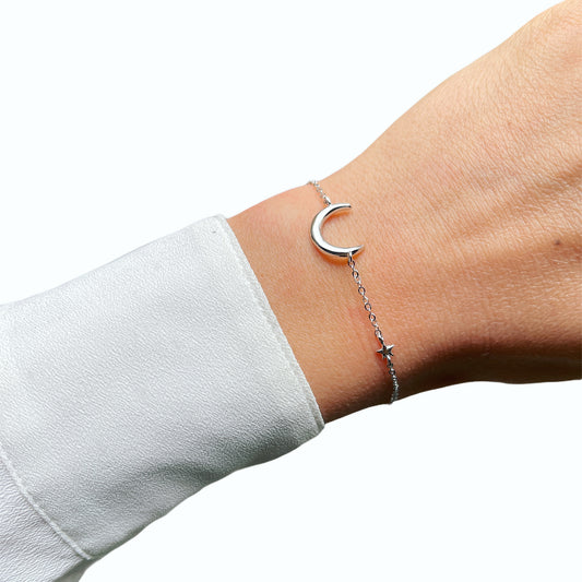 Plain Moon & Star Bracelet