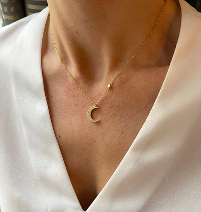 Moon & Star CZ Necklaces