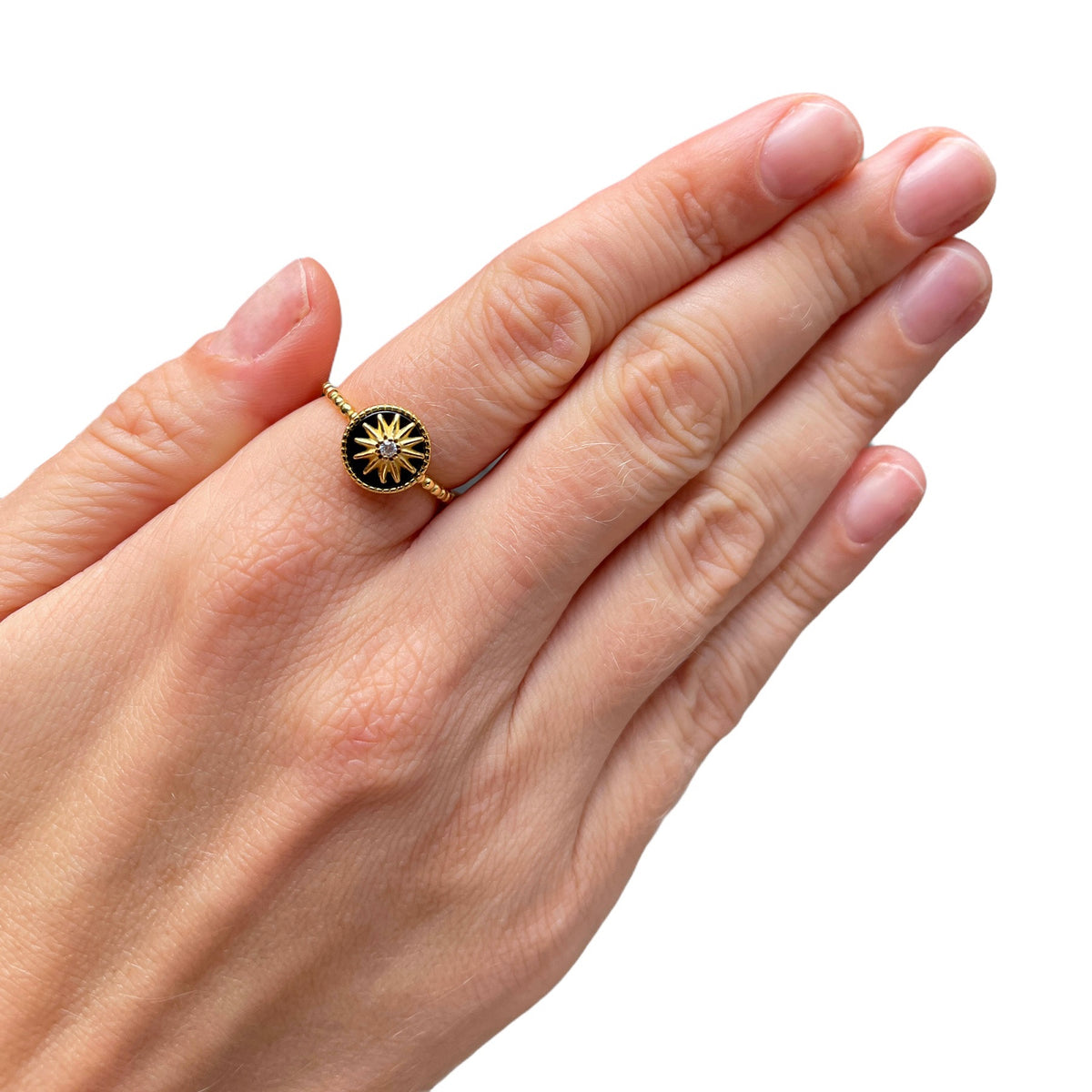 Enamel Star Signet Rings