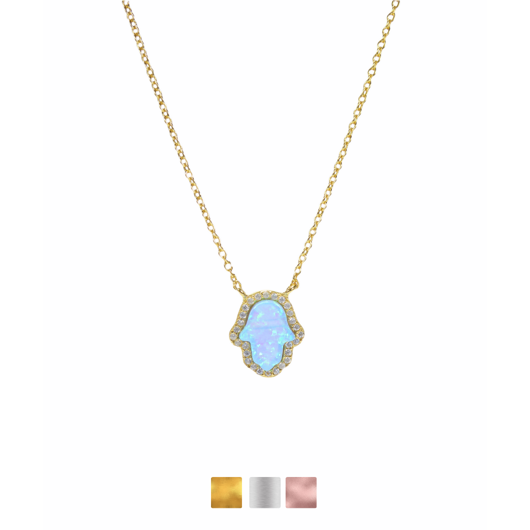 Faux Opal Hand Necklaces