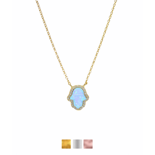Faux Opal Hand Necklaces