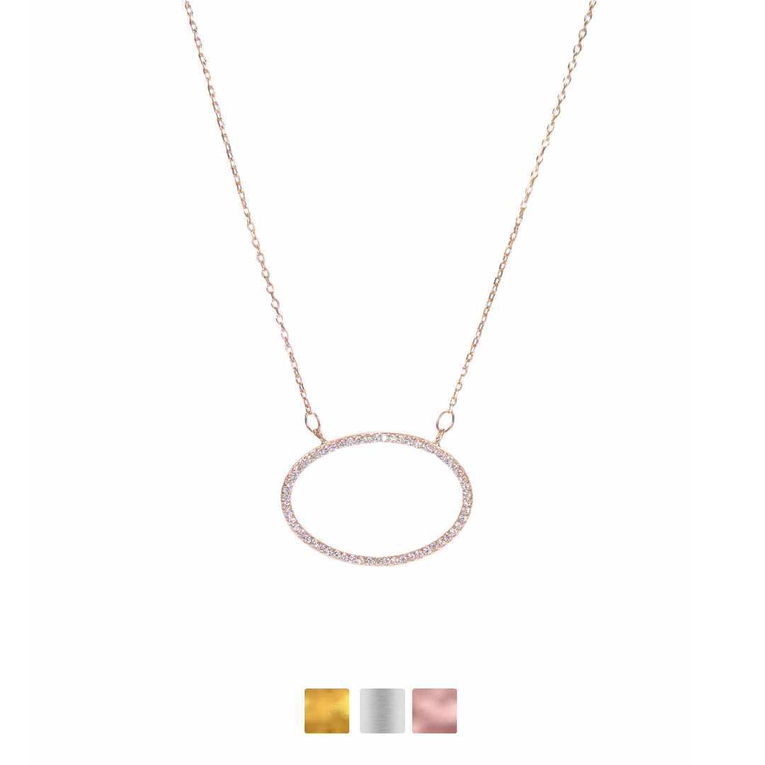 Large Oval Halo Necklaces