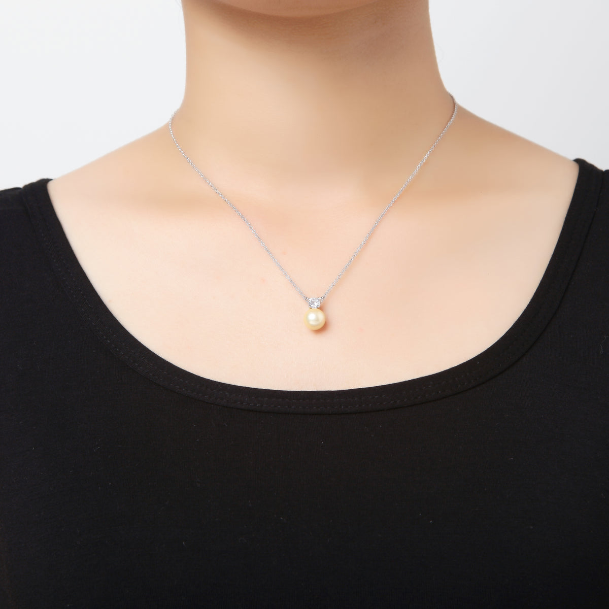 Faux Pearl & CZ Necklace