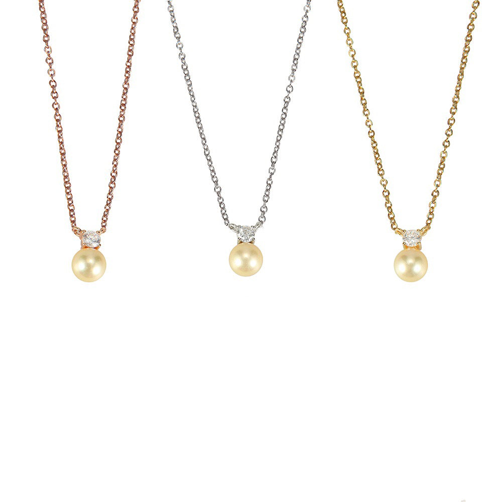 Faux Pearl & CZ Necklace