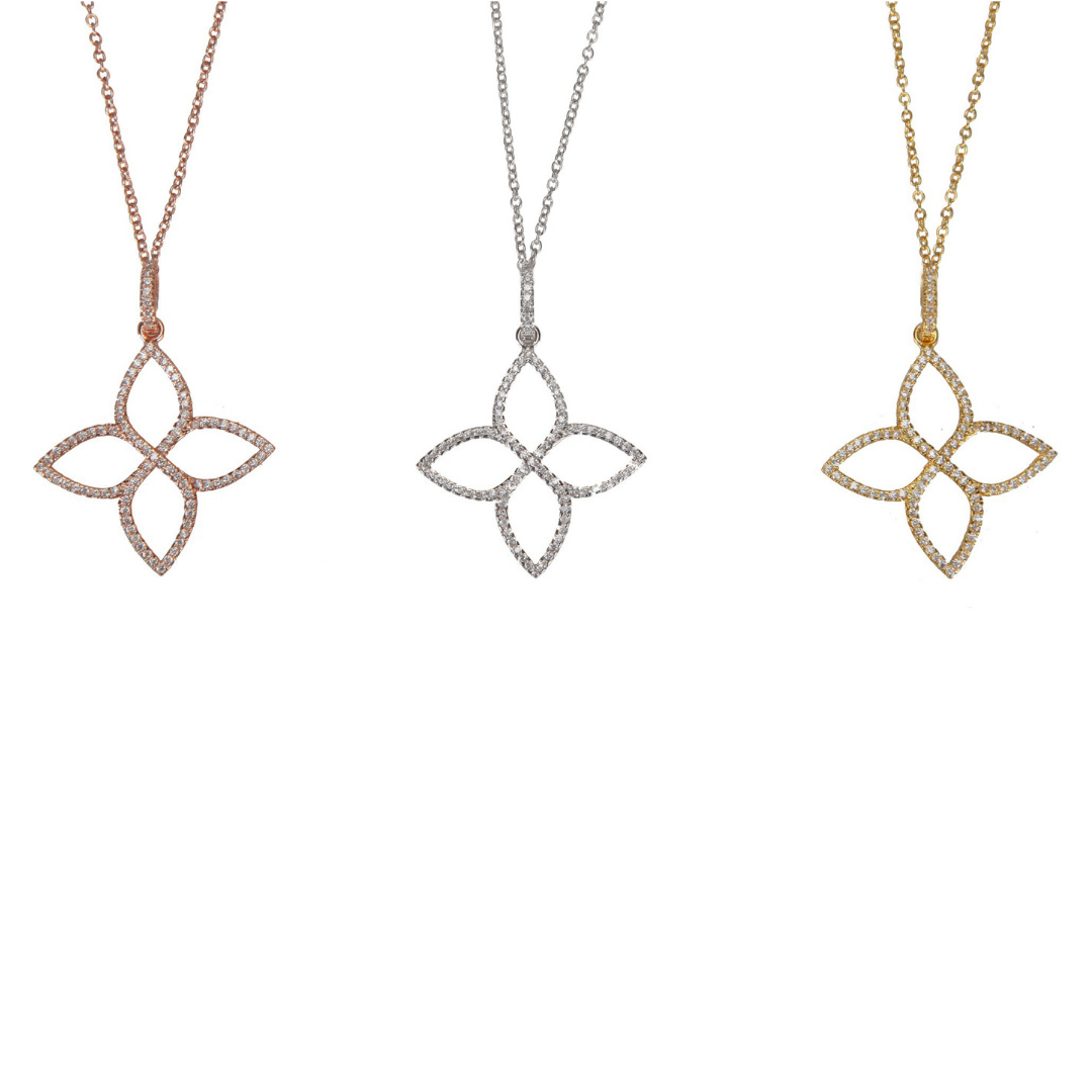 Large Flower Clover Necklaces