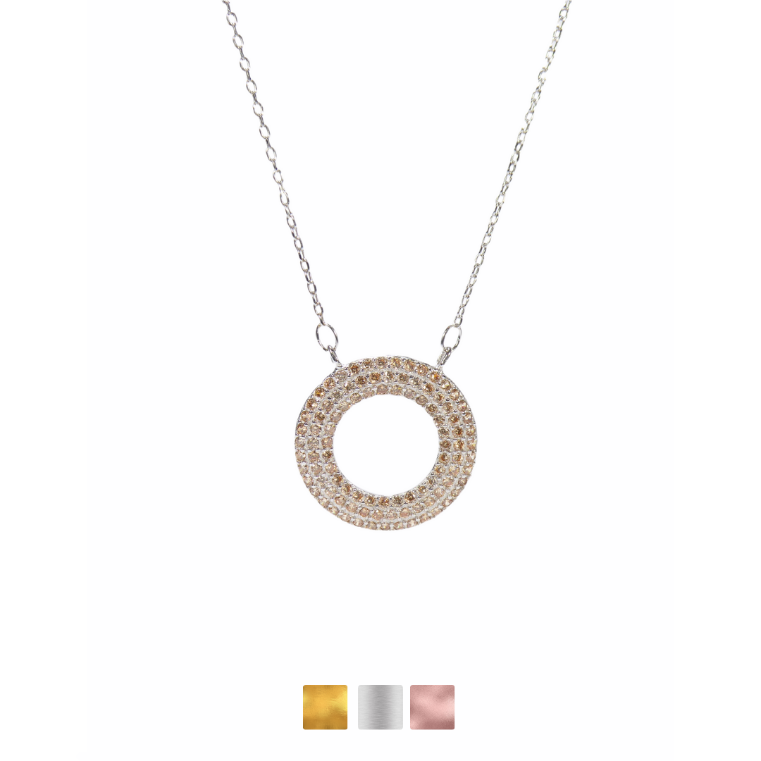 Champagne Cz Circle Necklaces