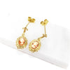 British Vintage 9K Solid Gold Cameo Drop Earrings