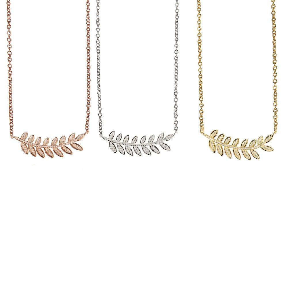 Large Leaf Cz Necklaces
