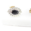 British Vintage Sapphire & Diamonds Cluster Stud Earrings, 9ct Solid Yellow Gold
