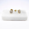 British Vintage Diamonds Cluster Stud Earrings, 9ct Solid Yellow Gold