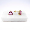 British Vintage Pink Topaz Stud Earrings, 9ct Solid Yellow Gold