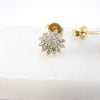 British Vintage Diamonds Cluster Stud Earrings, 9ct Solid Yellow Gold