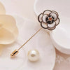 Enamel Camellia & Pearl Brooch / Pin