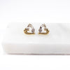 British Vintage Diamond Heart Stud Earrings, 9ct Solid Yellow & White Gold