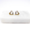 British Vintage Diamond Heart Stud Earrings, 9ct Solid Yellow & White Gold