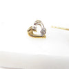 British Vintage Diamond Heart Stud Earrings, 9ct Solid Yellow & White Gold