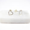 British Vintage Diamond Heart Stud Earrings, 9ct Solid White Gold