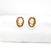 British Vintage Cameo Stud Earrings, 9ct Solid Yellow Gold