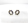 British Vintage Sapphire & Opal Cluster Stud Earrings, 9ct Solid Yellow Gold