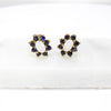 British Vintage Sapphire & Opal Cluster Stud Earrings, 9ct Solid Yellow Gold