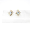 Vintage Natural Diamonds & Topaz Cluster Stud Earrings, 10ct Solid Yellow Gold