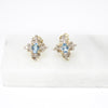 Vintage Natural Diamonds & Topaz Cluster Stud Earrings, 10ct Solid Yellow Gold