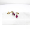 British Vintage Ruby & Diamond Drop Stud Earrings, 9ct Solid Yellow Gold