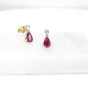 British Vintage Ruby & Diamond Drop Stud Earrings, 9ct Solid Yellow Gold