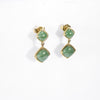 British Vintage Russian Jade Dangle Earrings, 9ct Solid Yellow Gold