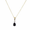 British Vintage Blue Sapphire & Diamond Drop Necklace , 9K Solid Yellow Gold ( With 18" Gold Chain )