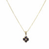 British Vintage Natural Sapphire & Diamond Clover Necklace , 9K Solid Yellow Gold ( With 18" Gold Chain )